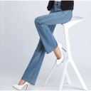 Slanka utsvängda jeans för kvinnor 6