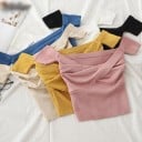 T-shirt med off-shoulder tröja för kvinnor 9
