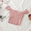 T-shirt med off-shoulder tröja för kvinnor 13