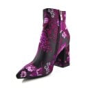 Botas de tornozelo pontiagudas para senhora com flores 2