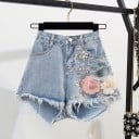 T-shirt och jeansshorts för kvinnor B944 4