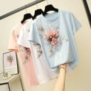 T-shirt med blommor i 3D för kvinnor 6