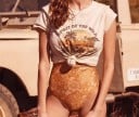 T-shirt dam med tryck B330 4
