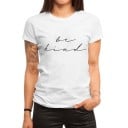 Vit T-shirt för kvinnor med tryck 3