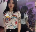 Vit T-shirt för kvinnor med tryck A993 2