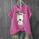 Dam T-shirt med hundtryck 6