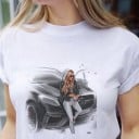 Dam T-shirt med tryck av dam A1236 15