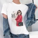 Dam T-shirt med tryck av dam A1236 17