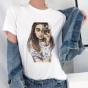 Dam T-shirt med tryck av dam A1236 18