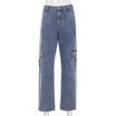 Lösa jeans för kvinnor med fickor 4