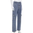 Lösa jeans för kvinnor med fickor 7