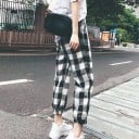 Pantalons larges à carreaux pour femmes A436 3