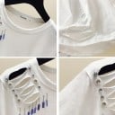 Dam dekorerad T-shirt med utskärningar B384 7