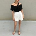 Asymmetrisk crop top för kvinnor B117 3