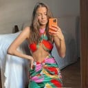 Färgglad crop top och kjol för kvinnor B883 4