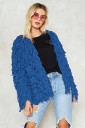 Dams fluffiga cardigan med långa öglor av garn Löst snitt utan knäppning Långa ärmar Polyester Avslappnad överdel till jeans 8