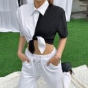 Crop top för kvinnor svart och vitt 5