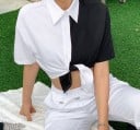 Crop top för kvinnor svart och vitt 6
