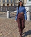 Dámský crop top s dlouhým rukávem modrý 3