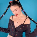 Dámský černý crop top s knoflíky 2