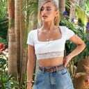 Crop top för kvinnor med spets A1246 3