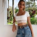 Crop top för kvinnor med spets A1246 4