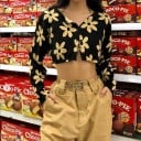 Dámský crop top s květinami 5