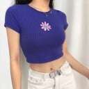 Dámsky crop top s kvetinou A387 3