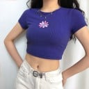 Dámsky crop top s kvetinou A387 4