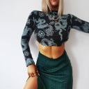 Dámský crop top s motivem draka 4