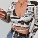 Dámský crop top s motivem novin 4