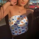 Dámský crop top s motýlky 4