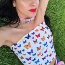 Dámský crop top s motýlky 5