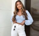 Dámský crop top s odhalenými rameny modrý 5