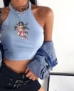 Dámský crop top s potiskem anděla 2