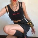 Dámský černý crop top s potiskem A1096 3