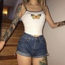Dámský crop top s potiskem motýla 4