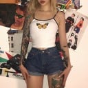 Dámský crop top s potiskem motýla 5