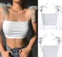 Dámský crop top s průsvitnými ramínky 2