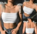 Dámský crop top s průsvitnými ramínky 3