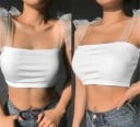 Dámský crop top s průsvitnými ramínky 4