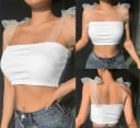 Dámský crop top s průsvitnými ramínky 5