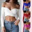 Dámský crop top s velkým výstřihem A1217 5