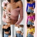 Dámský crop top s velkým výstřihem A1217 6