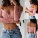 Dámský crop top s velkým výstřihem A1217 8
