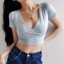 Crop top för kvinnor med hög urringning B364 6