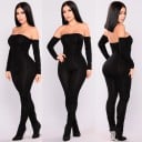 Svart off-shoulder jumpsuit för kvinnor 2
