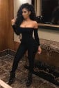 Svart off-shoulder jumpsuit för kvinnor 3