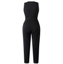 Svart jumpsuit för kvinnor med knytband i midjan 3
