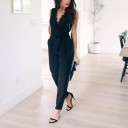 Svart jumpsuit för kvinnor med knytband i midjan 5